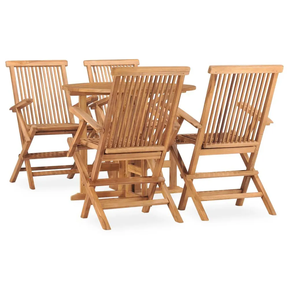 Ensemble à manger d'extérieur pliable 5 pcs Bois solide de teck