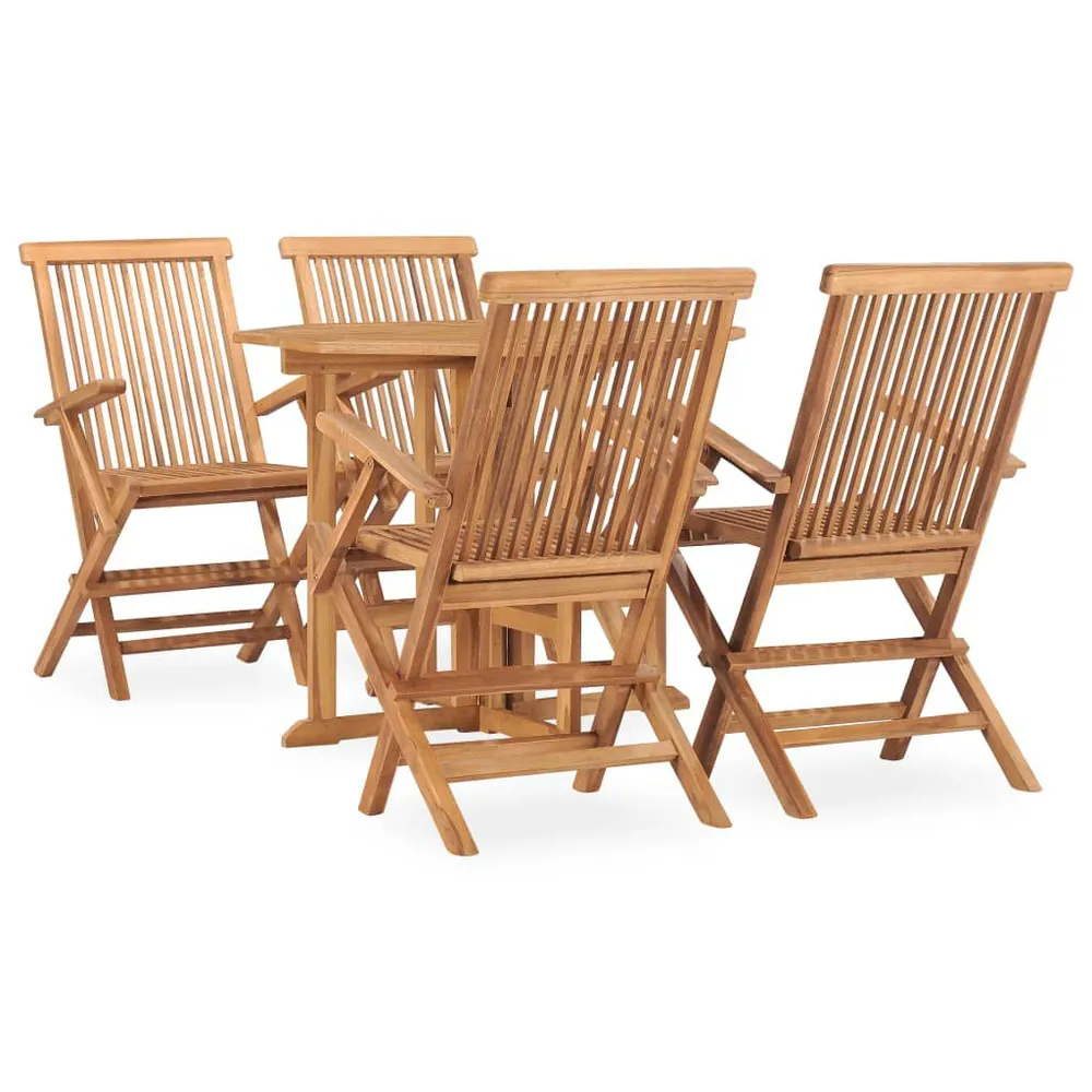 Ensemble à manger d'extérieur pliable 5 pcs Bois solide de teck