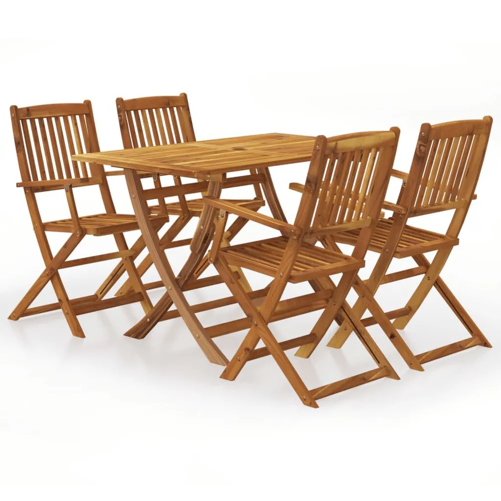 Ensemble à manger de jardin pliable 5 pcs Bois d'acacia solide