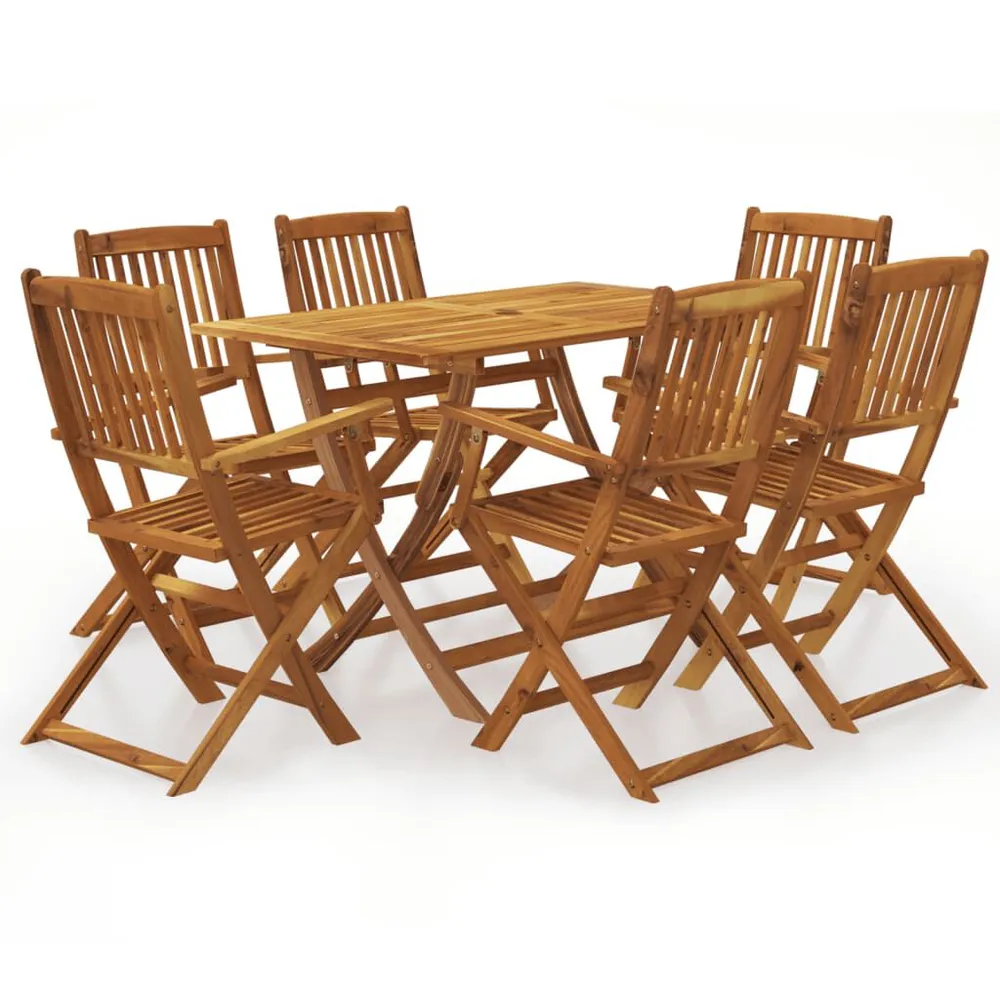 Ensemble à manger de jardin pliable 7 pcs bois d'acacia solide