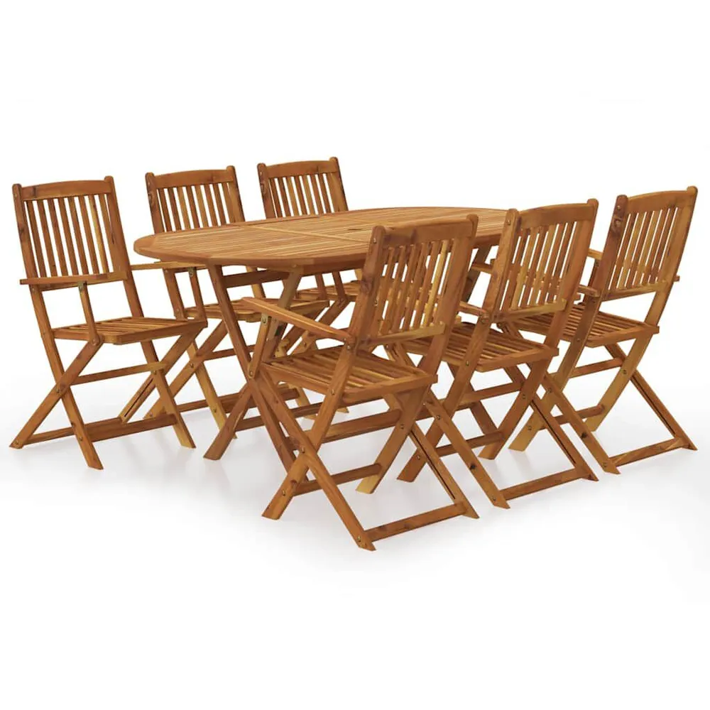 Ensemble à manger de jardin pliable 7 pcs bois d'acacia solide