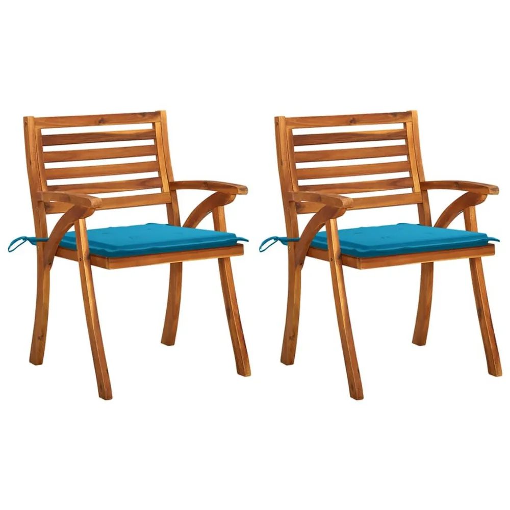 Chaises à manger de jardin avec coussins lot de 2 Acacia massif