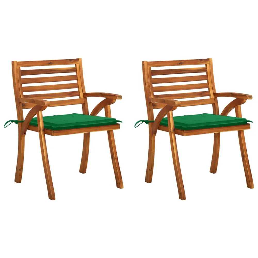 Chaises à manger de jardin avec coussins lot de 2 Acacia massif