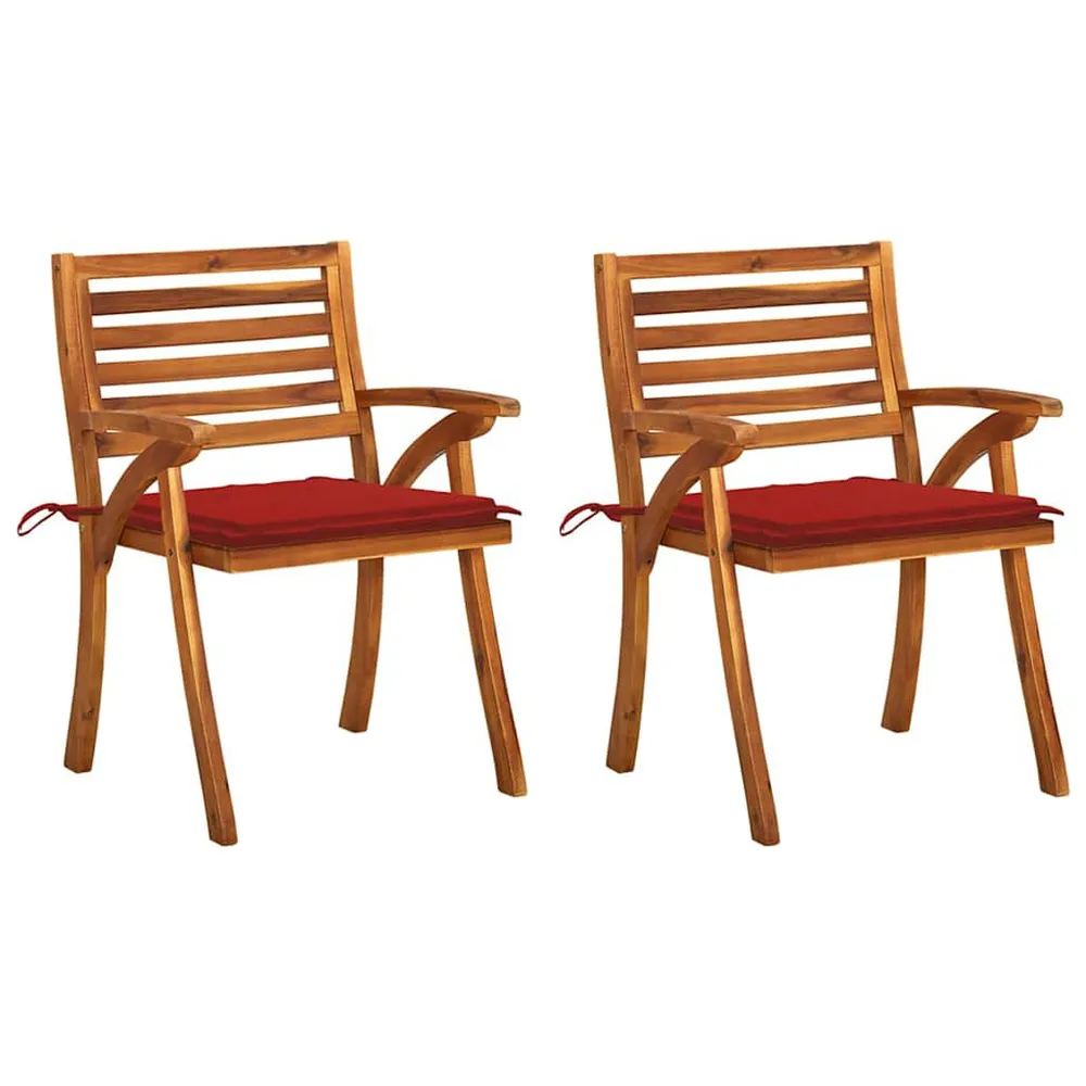 Chaises à manger de jardin avec coussins lot de 2 Acacia massif