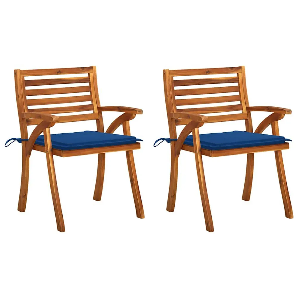 Chaises à manger de jardin avec coussins lot de 2 Acacia massif