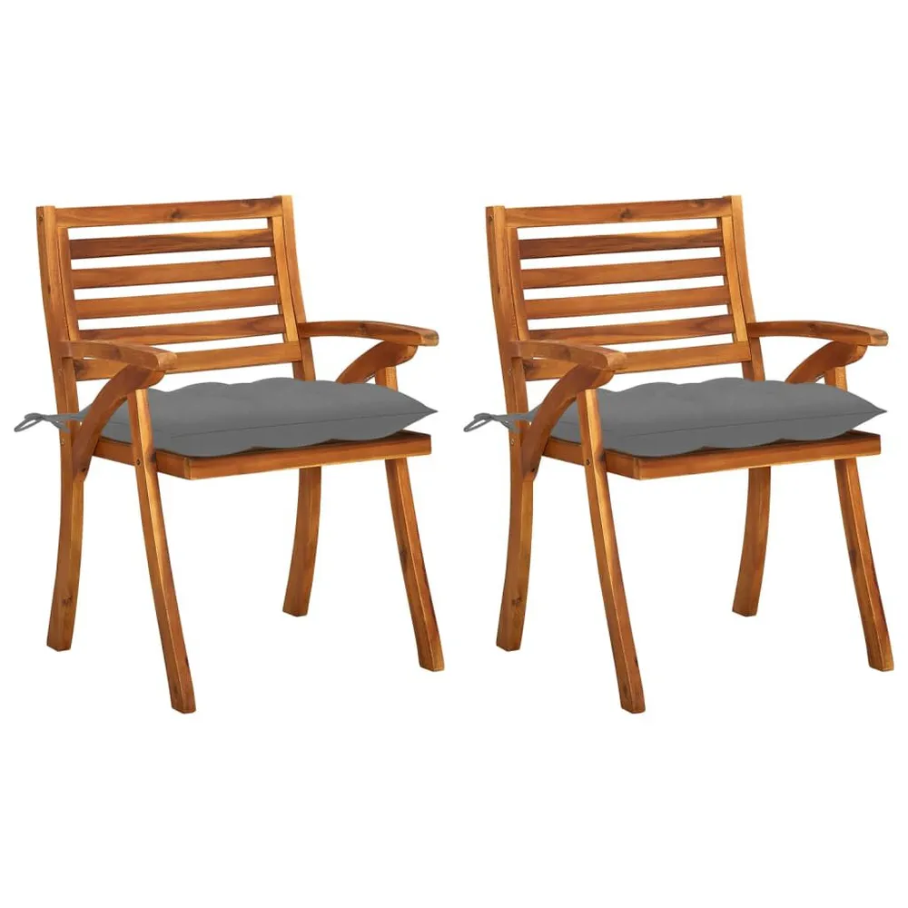 Chaises à manger de jardin avec coussins lot de 2 Acacia massif