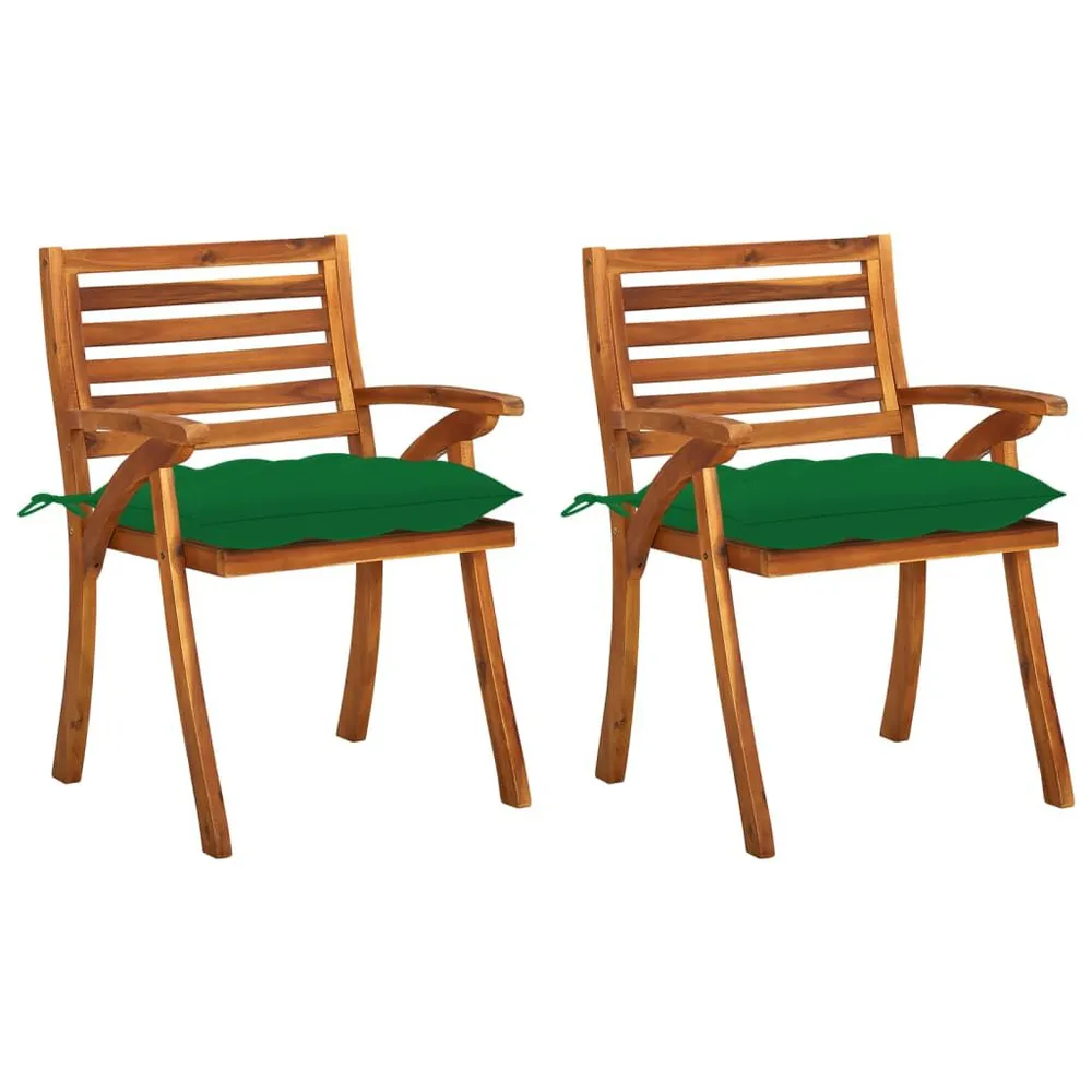 Chaises à manger de jardin avec coussins lot de 2 Acacia massif