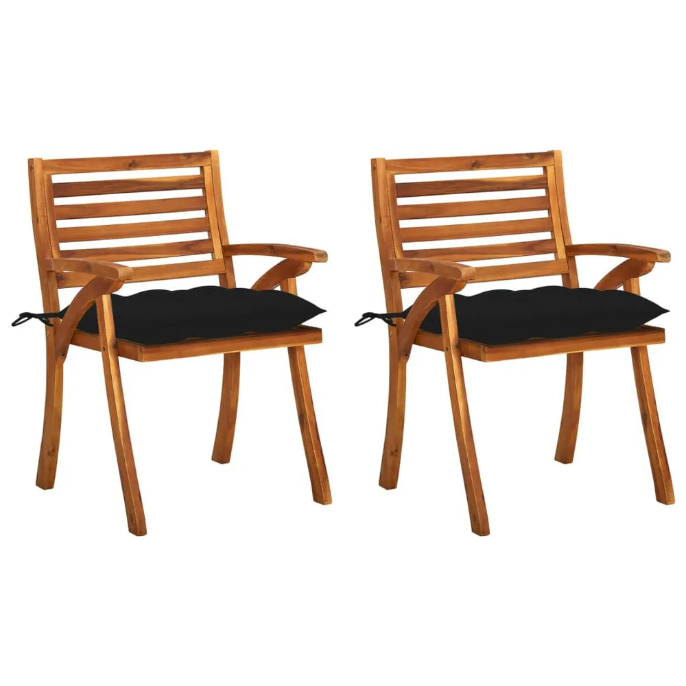 Chaises à manger de jardin avec coussins lot de 2 Acacia massif