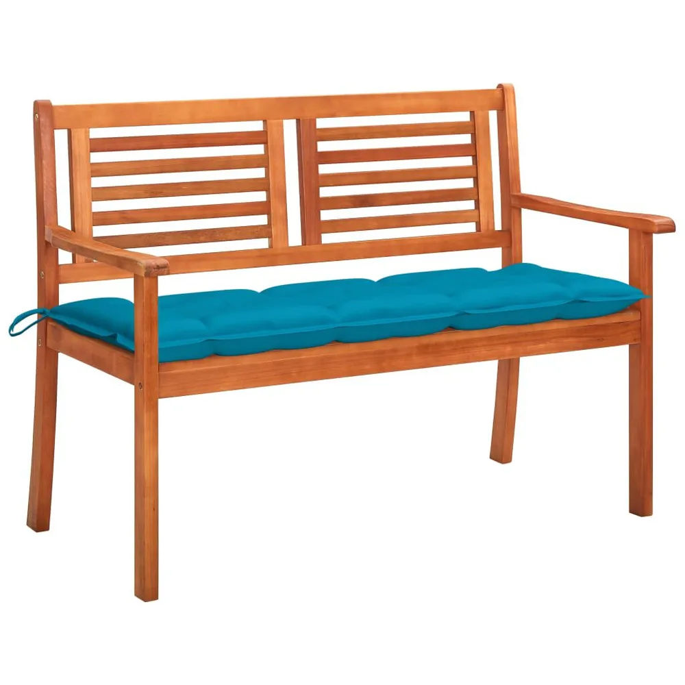 Banc de jardin 2 places avec coussin 120 cm Bois d'eucalyptus