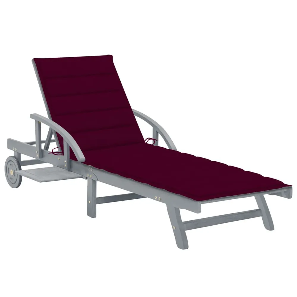 Chaise longue de jardin avec coussin Bois d'acacia solide