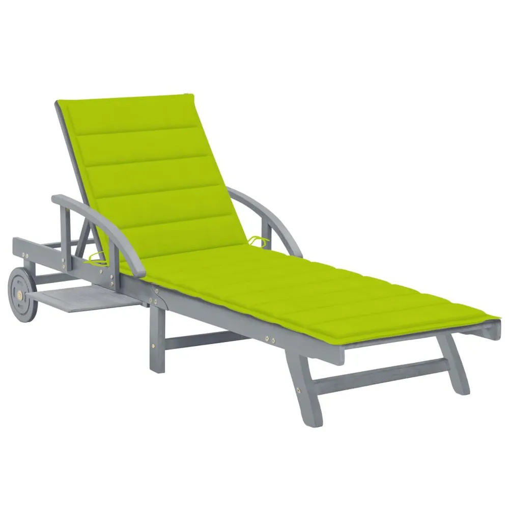 Chaise longue de jardin avec coussin Bois d'acacia solide