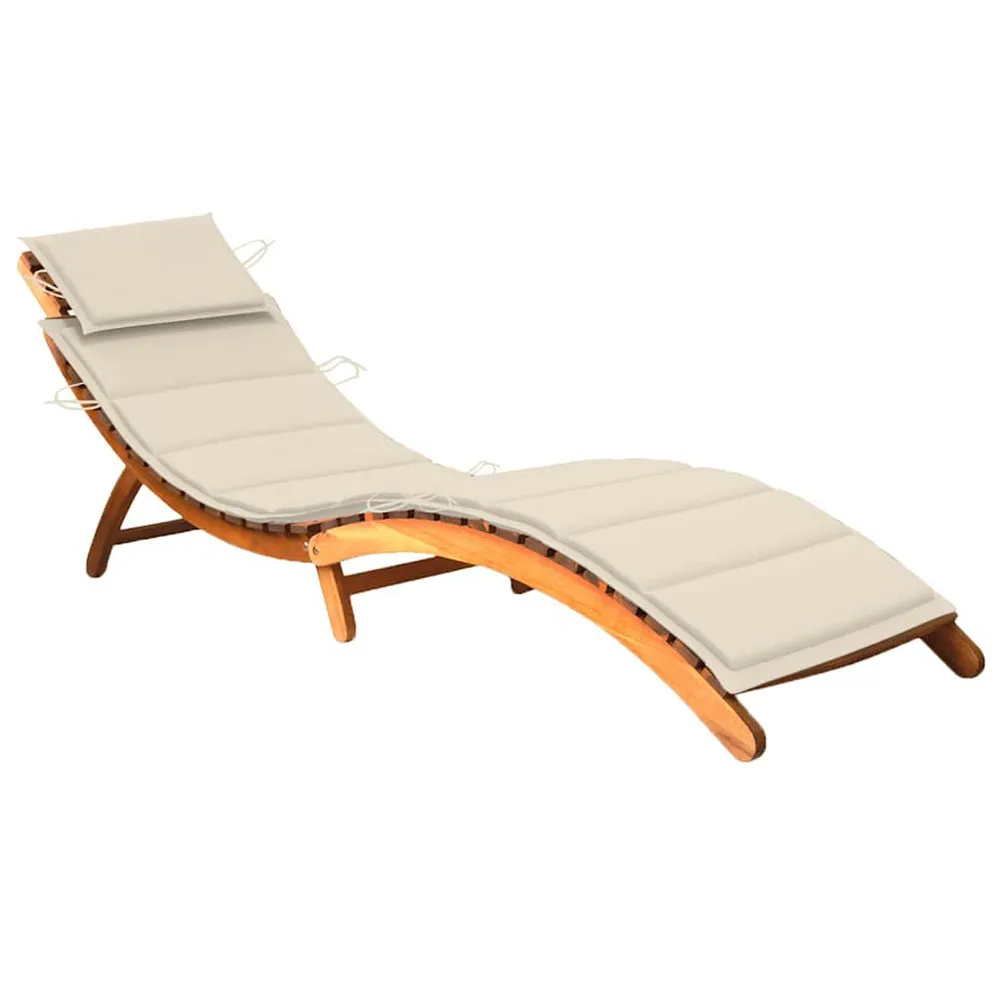 Chaise longue de jardin avec coussin Bois d'acacia solide