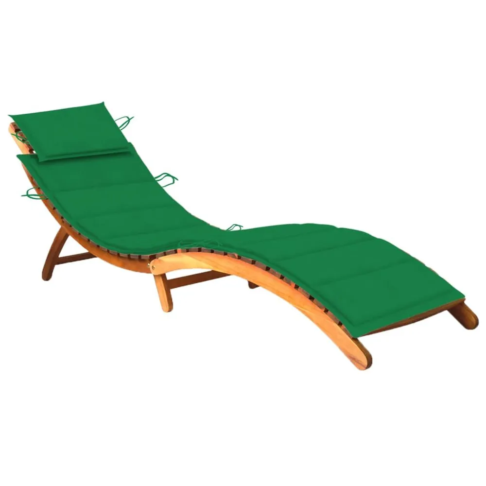 Chaise longue de jardin avec coussin Bois d'acacia solide