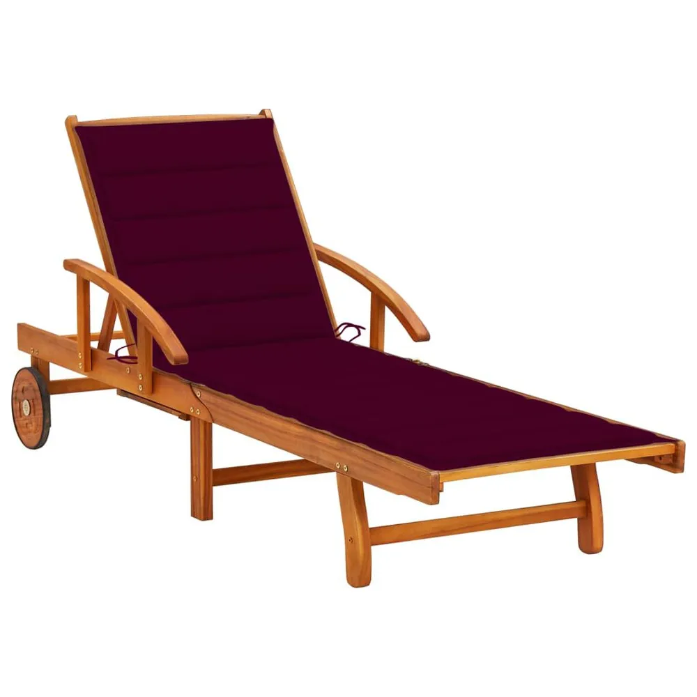 Chaise longue de jardin avec coussin Bois d'acacia solide