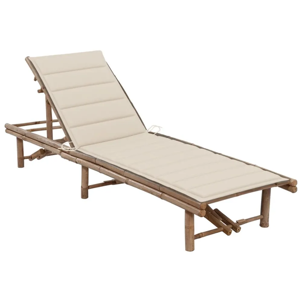 Chaise longue de jardin avec coussin Bambou