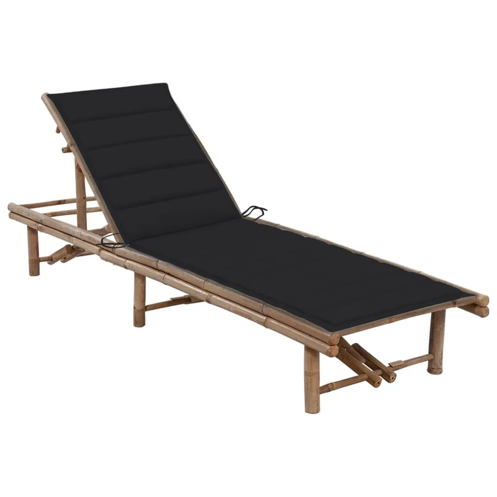 Chaise longue de jardin avec coussin Bambou