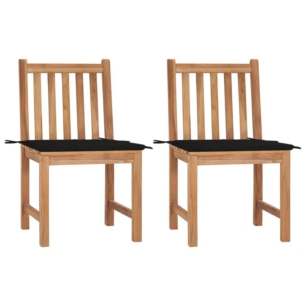 Chaises de jardin lot de 2 avec coussins Bois de teck massif