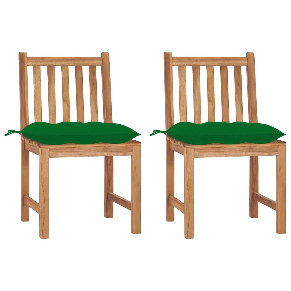 Chaises de jardin lot de 2 avec coussins Bois de teck massif