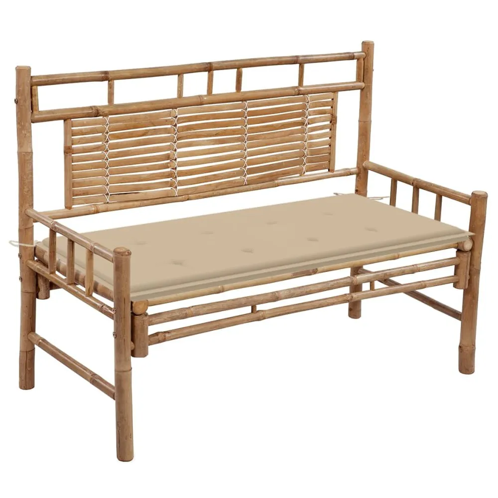 Banc de jardin avec coussin 120 cm Bambou