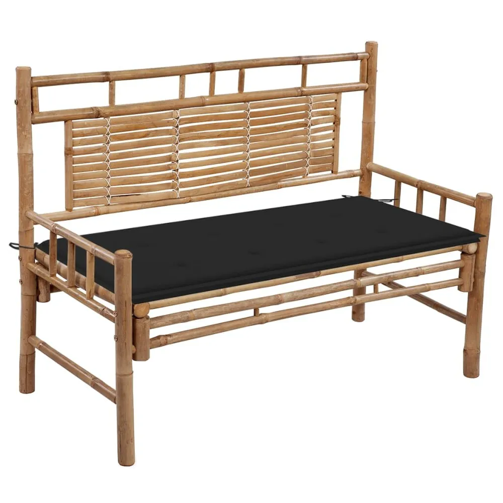 Banc de jardin avec coussin 120 cm Bambou