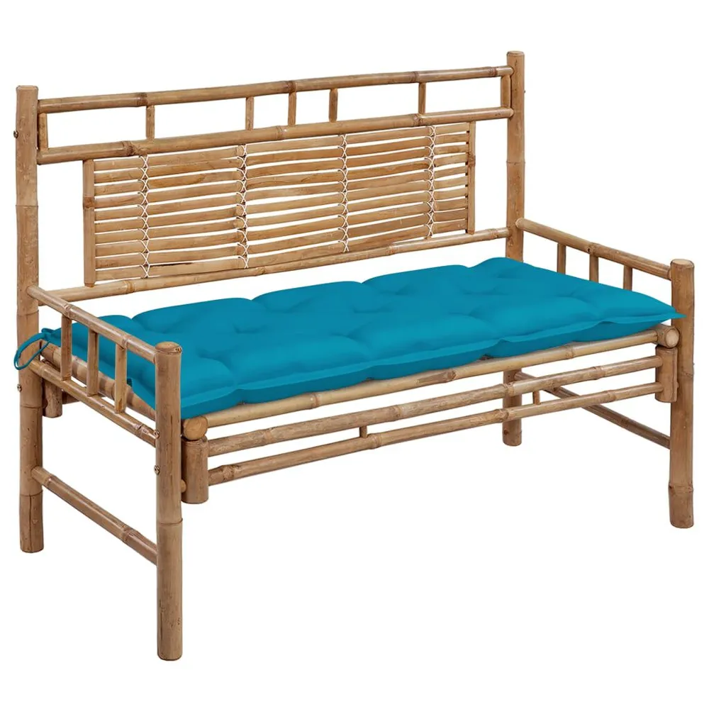 Banc de jardin avec coussin 120 cm Bambou