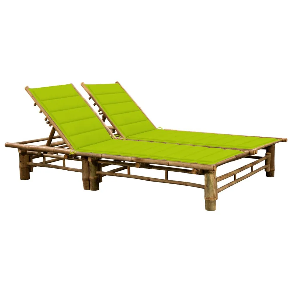 Chaise longue pour 2 personnes avec coussins Bambou