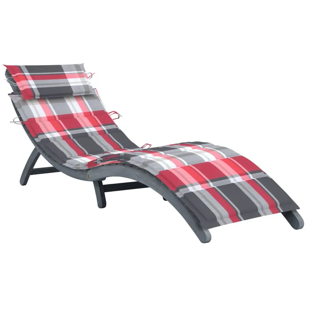 Chaise longue avec coussin Gris Bois d'acacia solide