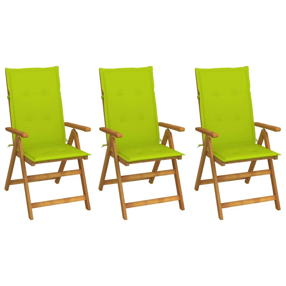 Chaises pliables de jardin lot de 3 avec coussins Bois d'acacia