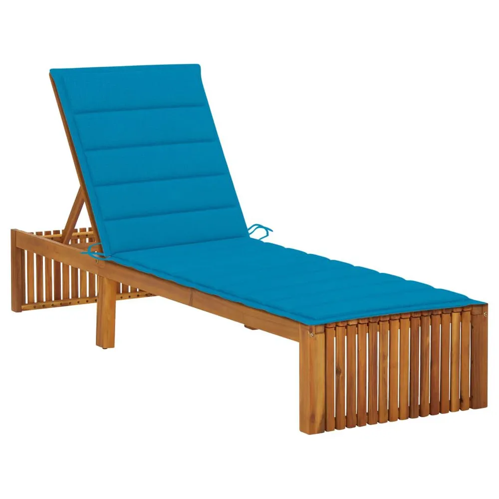 Chaise longue avec coussin Bois d'acacia solide