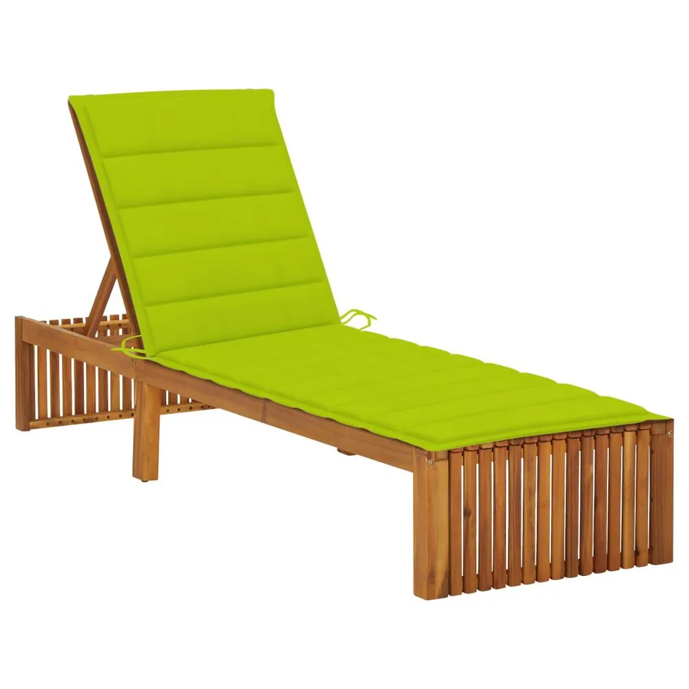 Chaise longue avec coussin Bois d'acacia solide