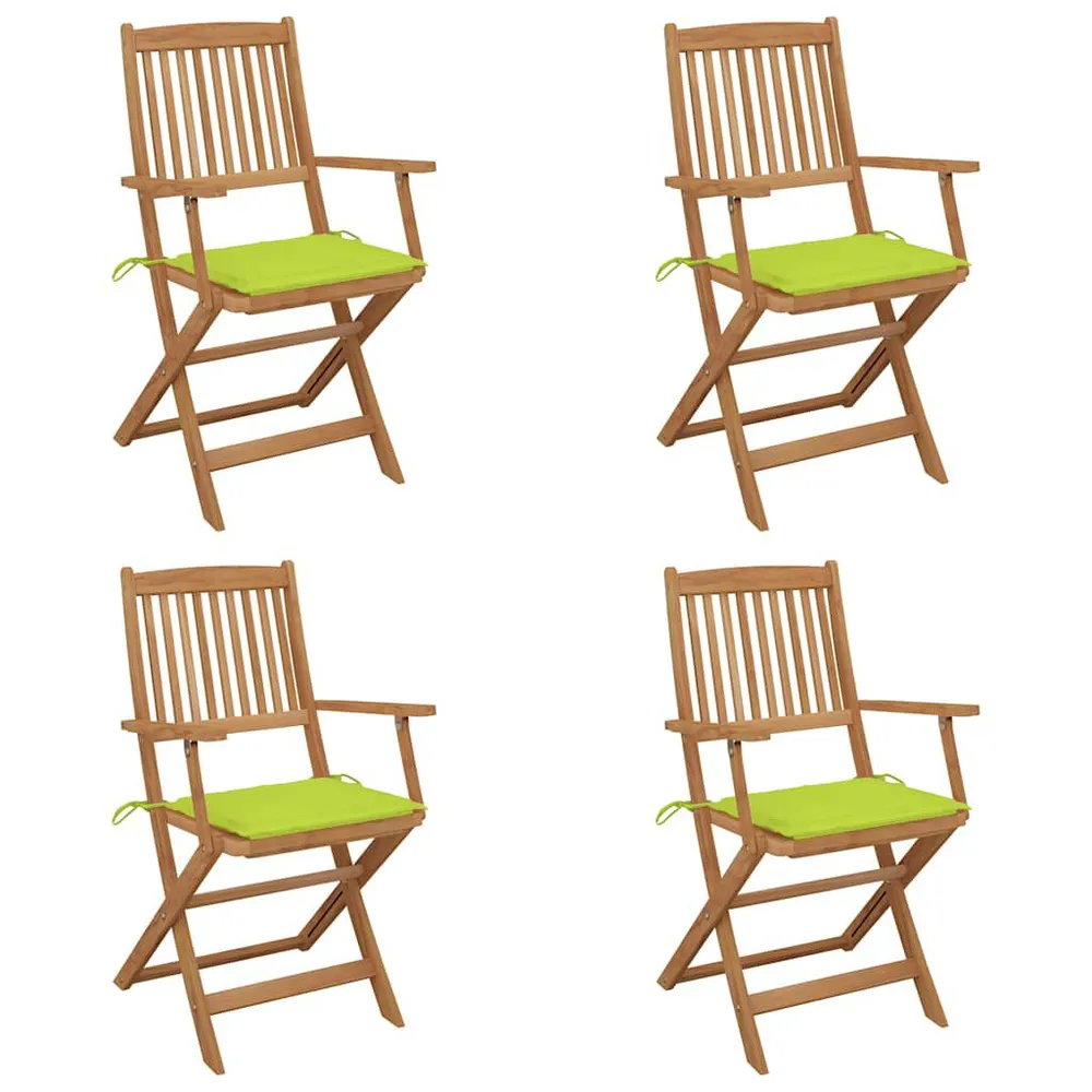 Chaises pliables de jardin lot de 4 avec coussins Bois d'acacia