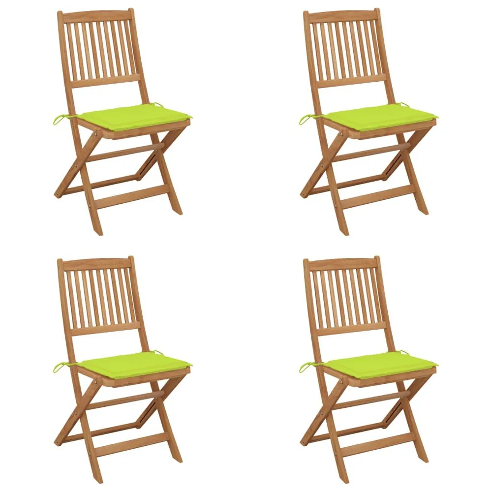 Chaises pliables de jardin lot de 4 avec coussins Bois d'acacia