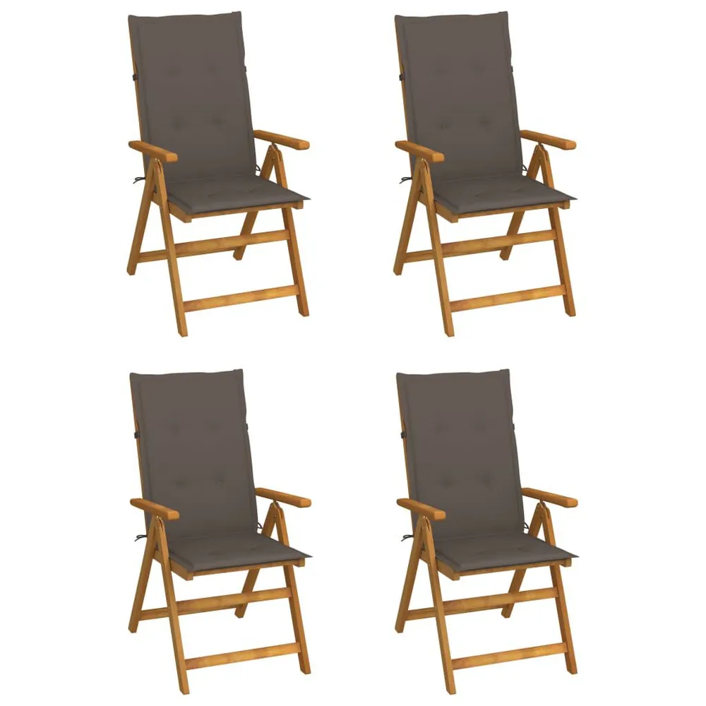 Chaises inclinables de jardin lot de 4 et coussins Bois acacia