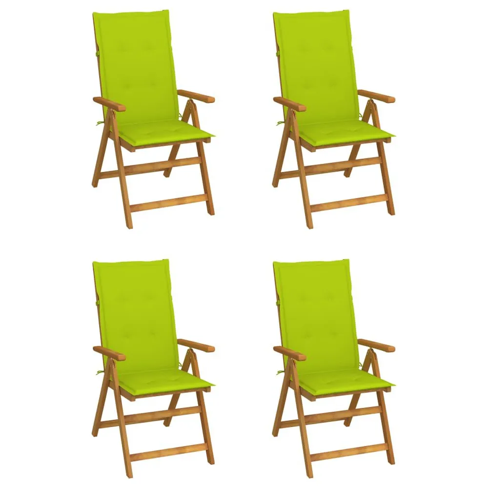 Chaises inclinables de jardin lot de 4 et coussins Bois acacia