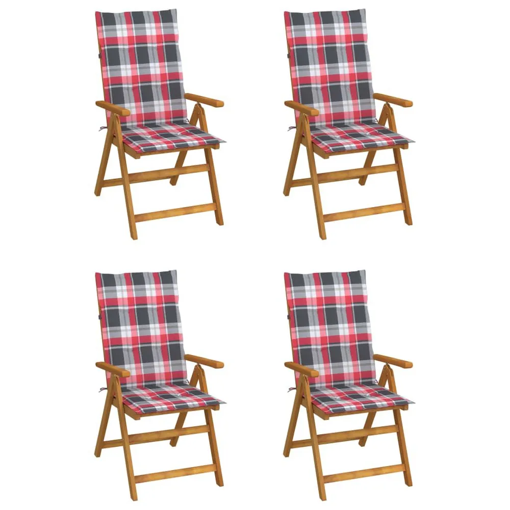 Chaises inclinables de jardin lot de 4 et coussins Bois acacia