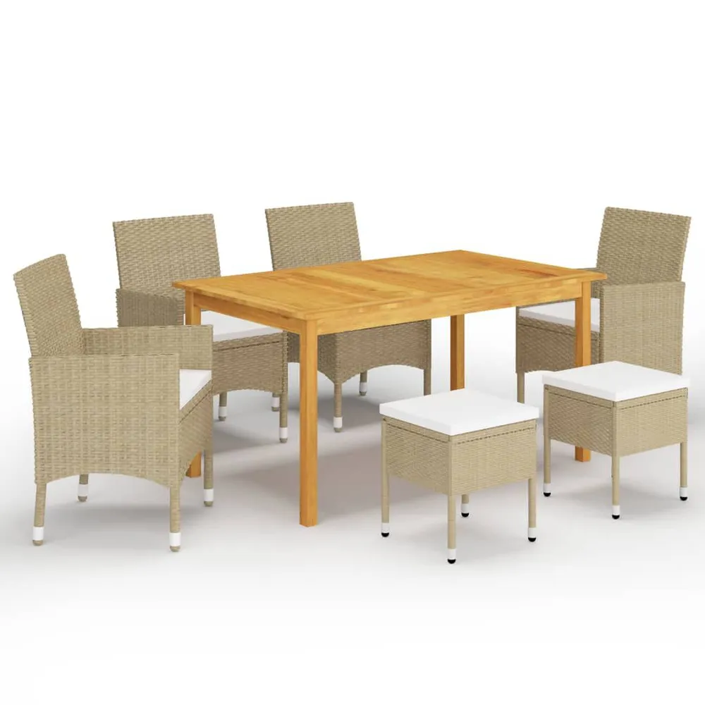 Ensemble à manger de jardin 7 pcs Beige