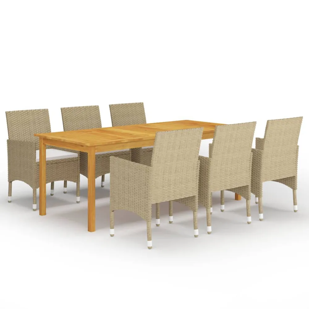 Ensemble à manger de jardin 7 pcs Beige