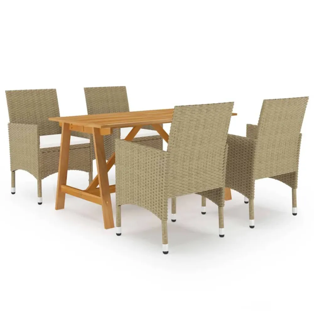 Ensemble à manger de jardin 5 pcs Beige