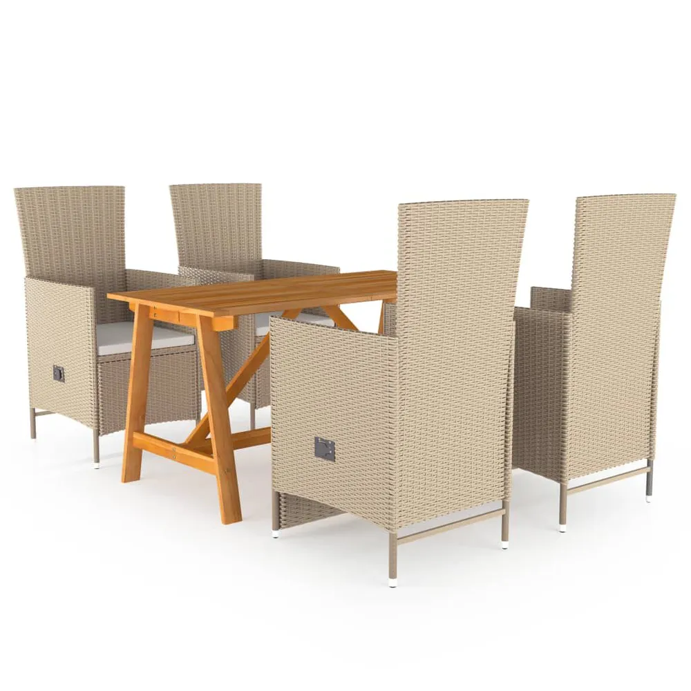 Ensemble à manger de jardin 5 pcs Beige