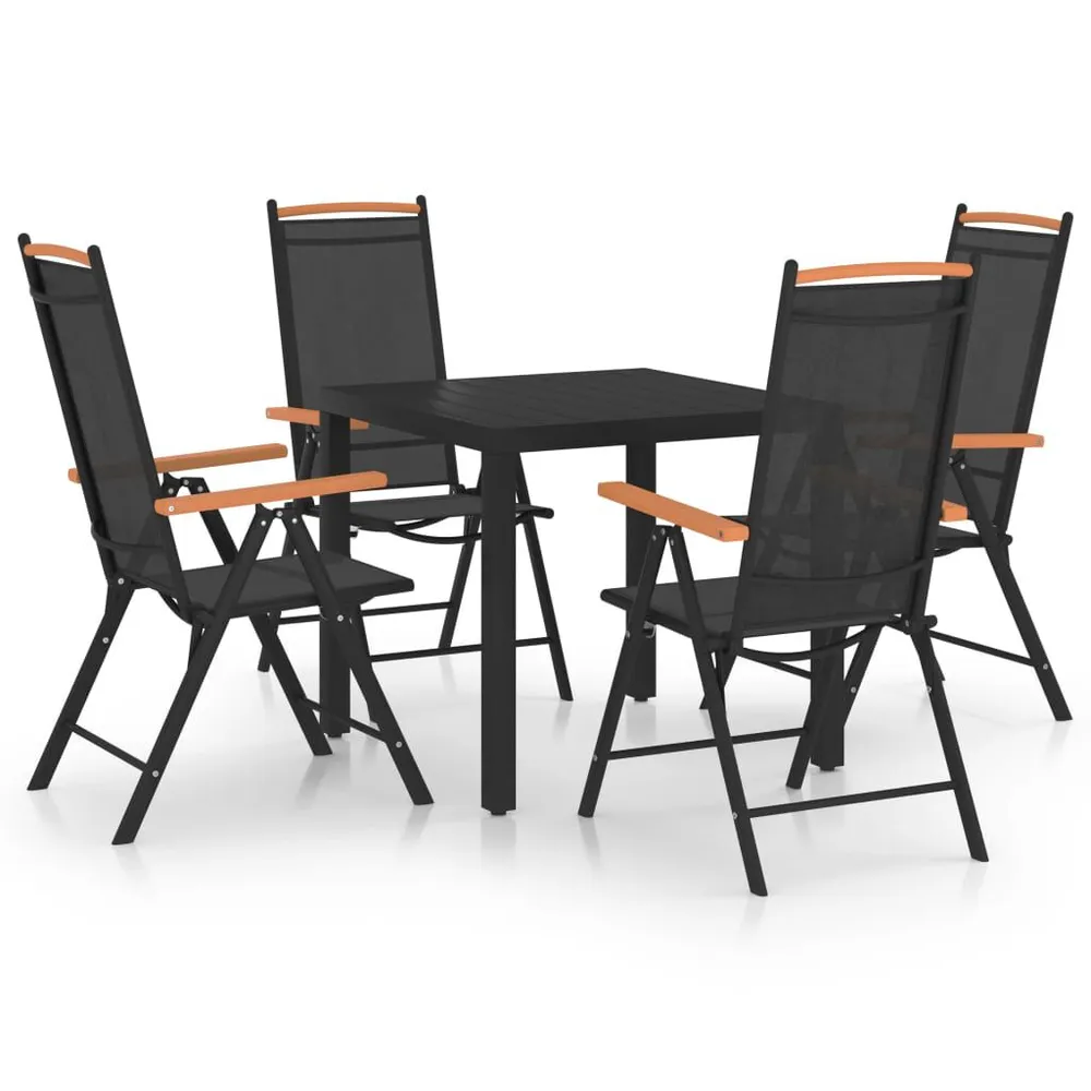 Ensemble à manger de jardin 5 pcs aluminium noir