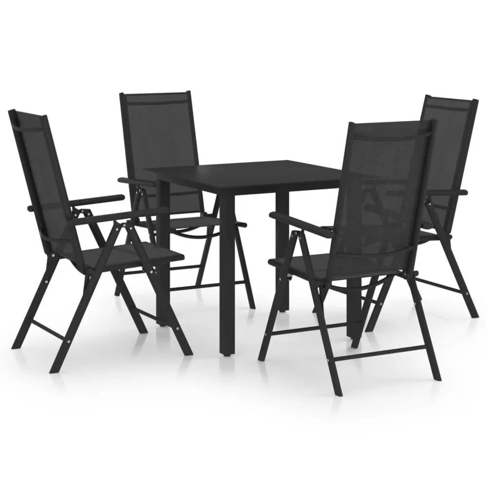 Ensemble à manger de jardin 5 pcs Aluminium Noir