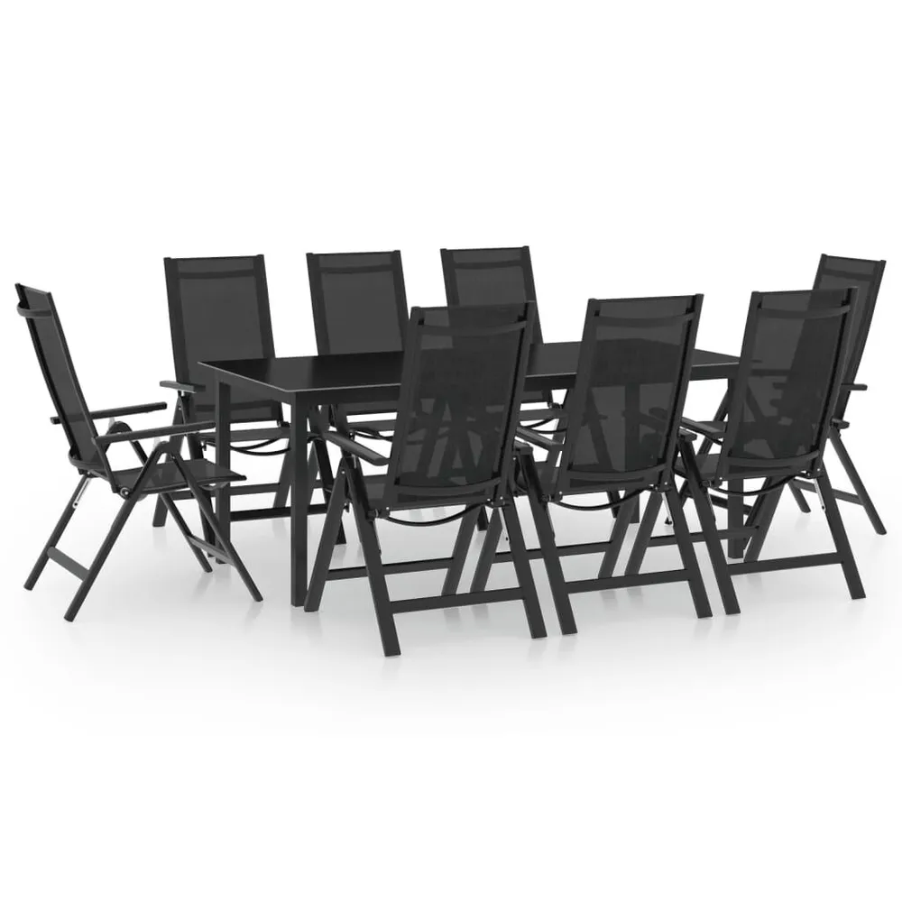 Ensemble à manger de jardin 9 pcs aluminium anthracite