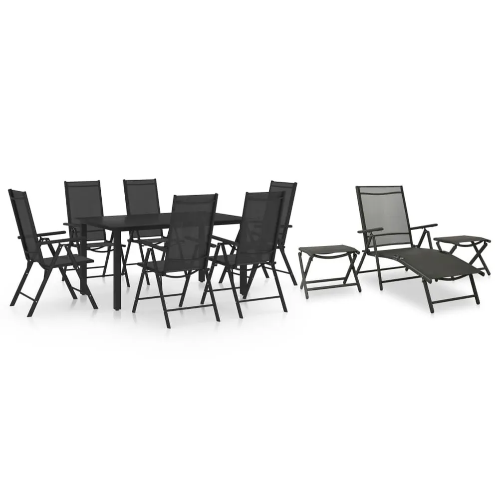 Ensemble à manger de jardin 10 pcs noir et anthracite