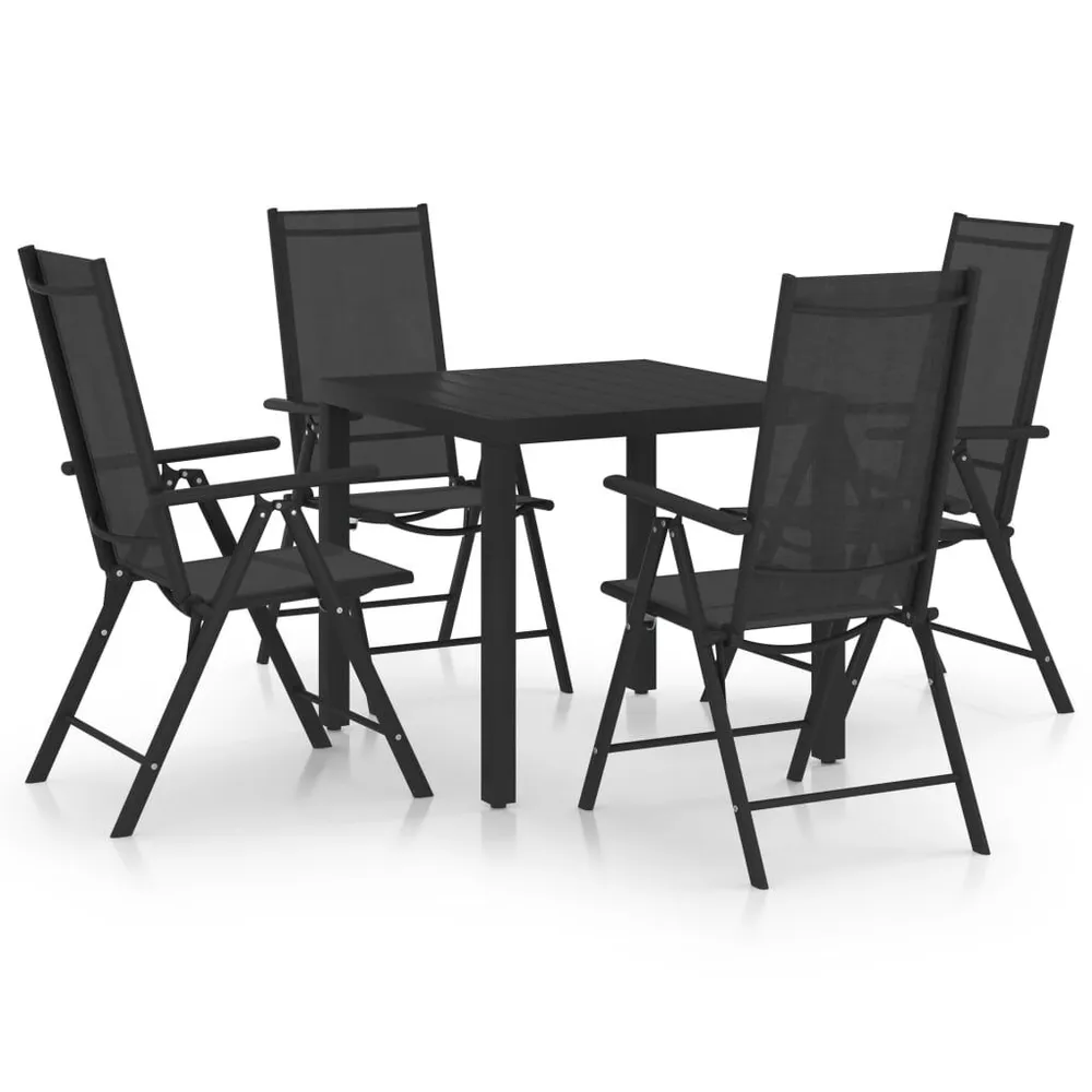 Ensemble à manger de jardin 5 pcs aluminium noir