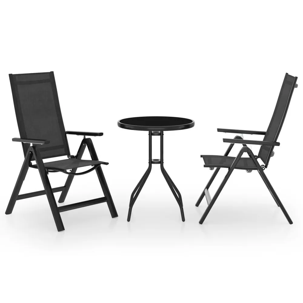 Ensemble de bistro 3 pcs noir et anthracite