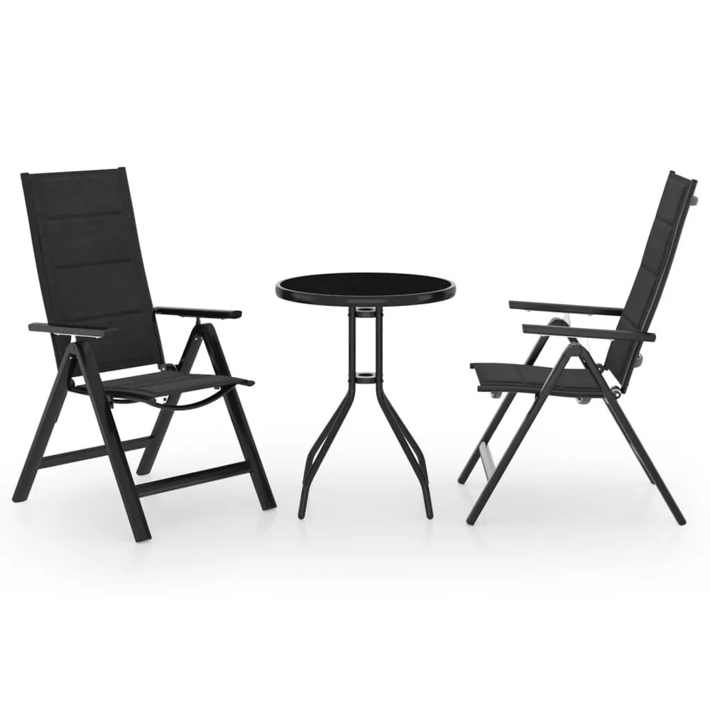 Ensemble de bistrot 3 pcs noir et anthracite