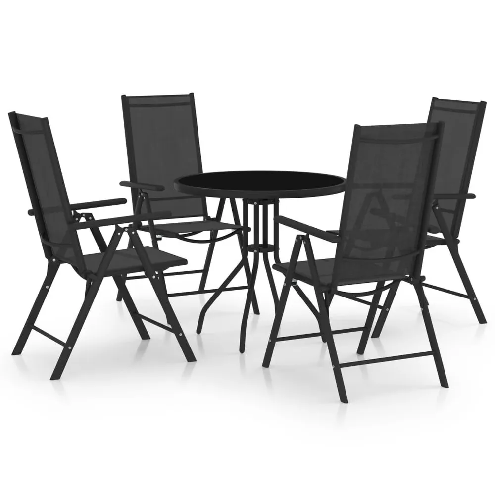 Ensemble à manger de jardin 5 pcs aluminium et textilène noir