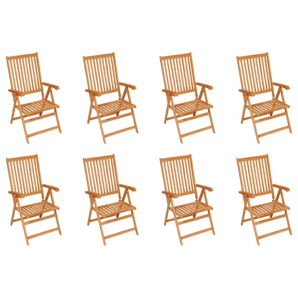 Chaises inclinables de jardin lot de 8 Bois de teck solide