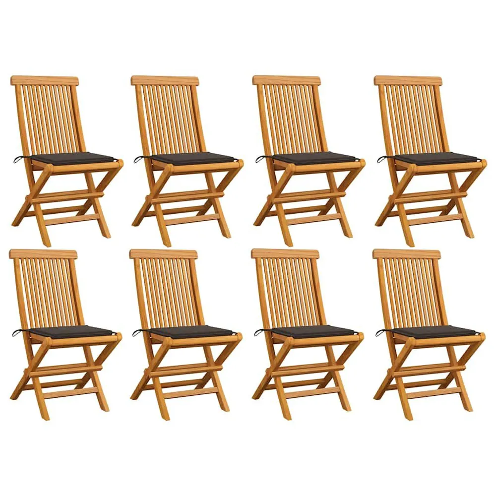 Chaises de jardin et coussins taupe lot de 8 Bois teck massif