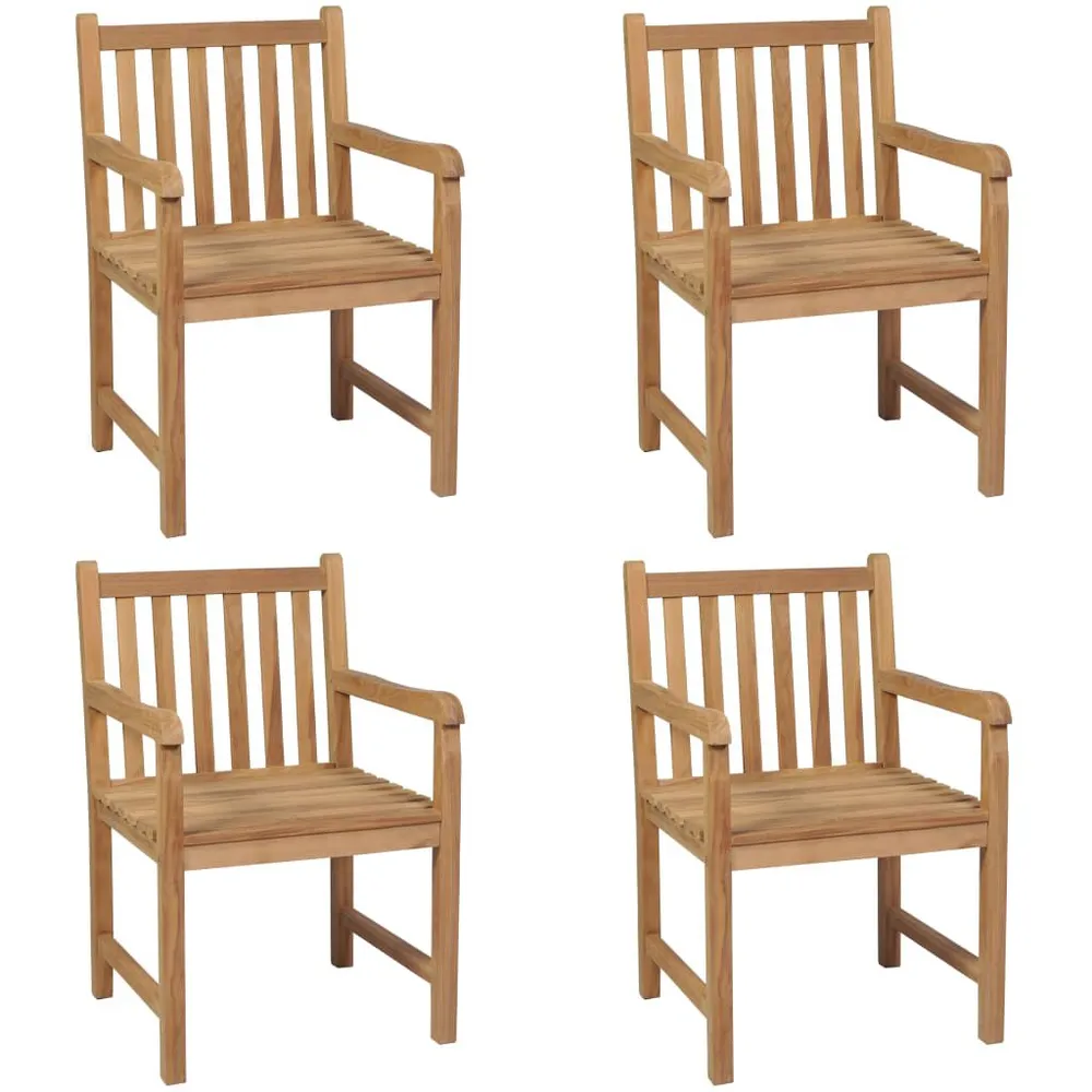 Chaises d'extérieur lot de 4 Bois de teck solide